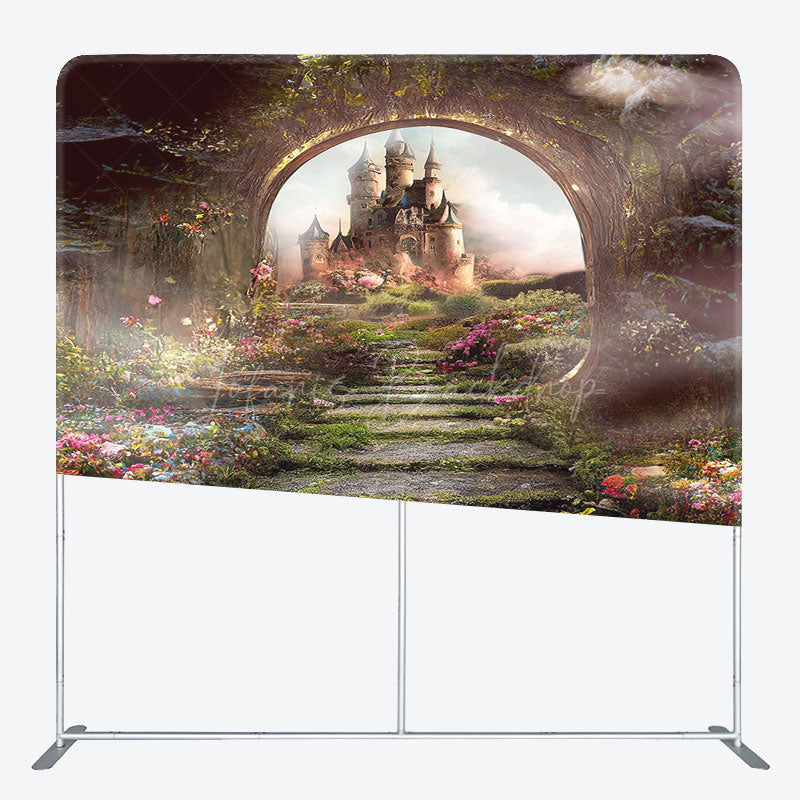 Lofaris Floral Wonderland Castle Square Tension Backdrop