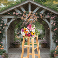 Lofaris Floral Wood House Greeny Spring Scenery Backdrop