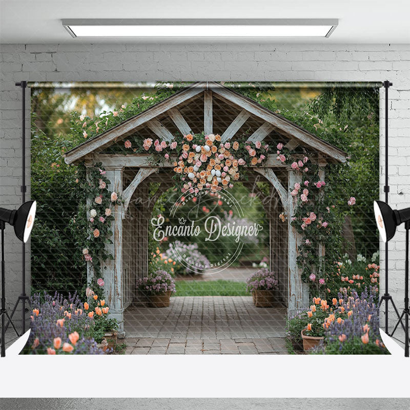 Lofaris Floral Wood House Greeny Spring Scenery Backdrop