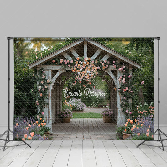Lofaris Floral Wood House Greeny Spring Scenery Backdrop