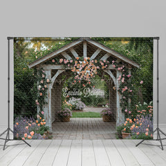 Lofaris Floral Wood House Greeny Spring Scenery Backdrop
