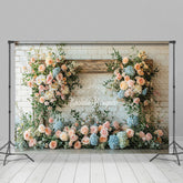 Lofaris Floral Wood White Brick Wall Sweet Wedding Backdrop