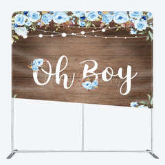 Lofaris Floral Wooden Baby Shower Square Tension Backdrop