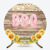 Lofaris Floral Wooden Barbecue Circle Baby Shower Backdrop