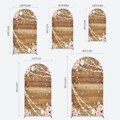 Lofaris Floral Wooden Lights Spring Wedding Arch Backdrop