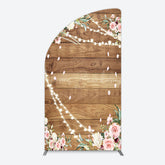 Lofaris Floral Wooden Lights Spring Wedding Half Moon Arch Backdrop