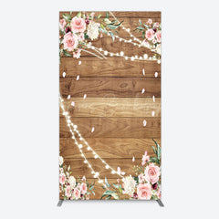 Lofaris Floral Wooden Lights Spring Wedding Rectangle Backdrop
