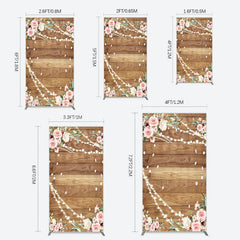 Lofaris Floral Wooden Lights Spring Wedding Rectangle Backdrop