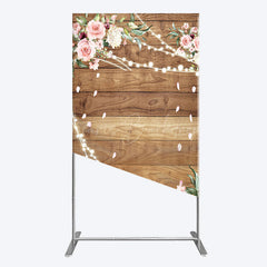 Lofaris Floral Wooden Lights Spring Wedding Rectangle Backdrop