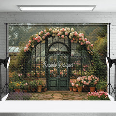 Lofaris Flower Shed Arch Door Greeny Spring Photo Backdrop