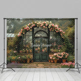Lofaris Flower Shed Arch Door Greeny Spring Photo Backdrop