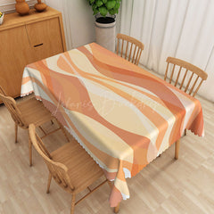 Lofaris Fluid Orange White Gradient Wave Rectangle Tablecloth