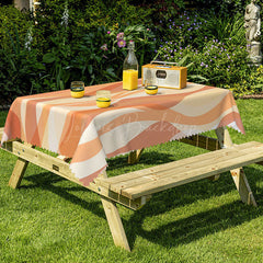 Lofaris Fluid Orange White Gradient Wave Rectangle Tablecloth