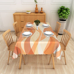 Lofaris Fluid Orange White Gradient Wave Rectangle Tablecloth