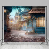 Lofaris Foggy Blue Small Town Street Photography Backdrop