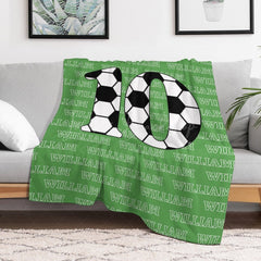 Lofaris Football Number Green Custom Name Blanket For Boys
