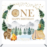 Lofaris Forest Bear Camping 1St Birthday Pillow Case Backdrop