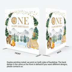 Lofaris Forest Bear Camping 1St Birthday Pillow Case Backdrop