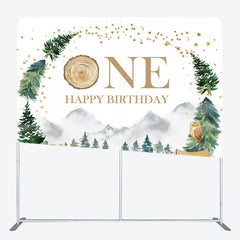 Lofaris Forest Bear Camping 1St Birthday Pillow Case Backdrop