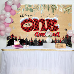 Lofaris Forest Bear Winter Onederland 1st Birthday Backdrop