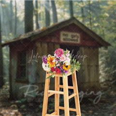 Lofaris Forest Cabin Wood Shack Backdrop No Girls Allowed Sign Treehouse Background for Boy Adventure