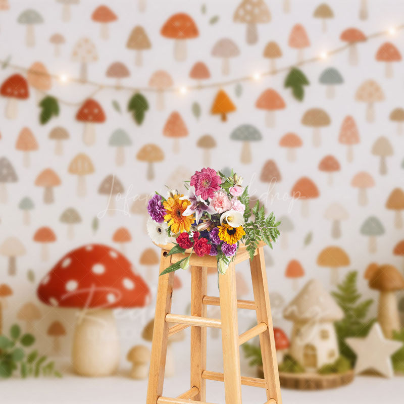 Lofaris Forest Mushroom World Plants Cake Smash Backdrop