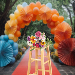Lofaris Forest Paper Flower Balloon Arch Wedding Backdrop