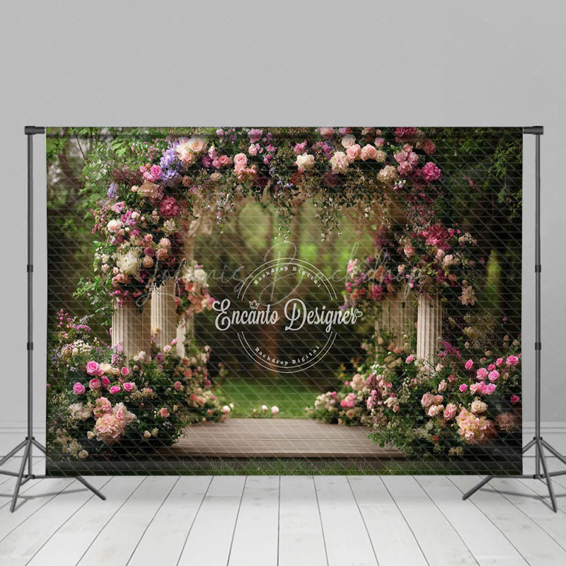 Lofaris Forest White Pavilion Romantic Floral Wedding Backdrop