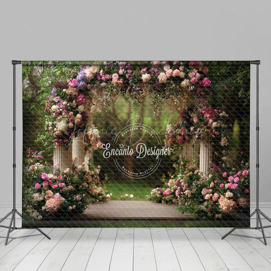 Lofaris Forest White Pavilion Romantic Floral Wedding Backdrop