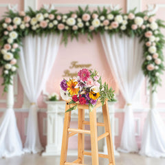 Lofaris Forever Begins Here Pink Floral Arch Wedding Backdrop
