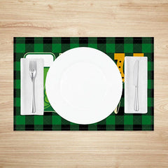 Lofaris Forget Luck Give Me Beer Set of 4 Placemats Funny St. Patricks Day Plaid Table Mats for Bar and Dining
