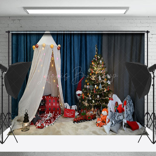 Lofaris Fox Doll Trees Tent Light Glitter Christmas Backdrop