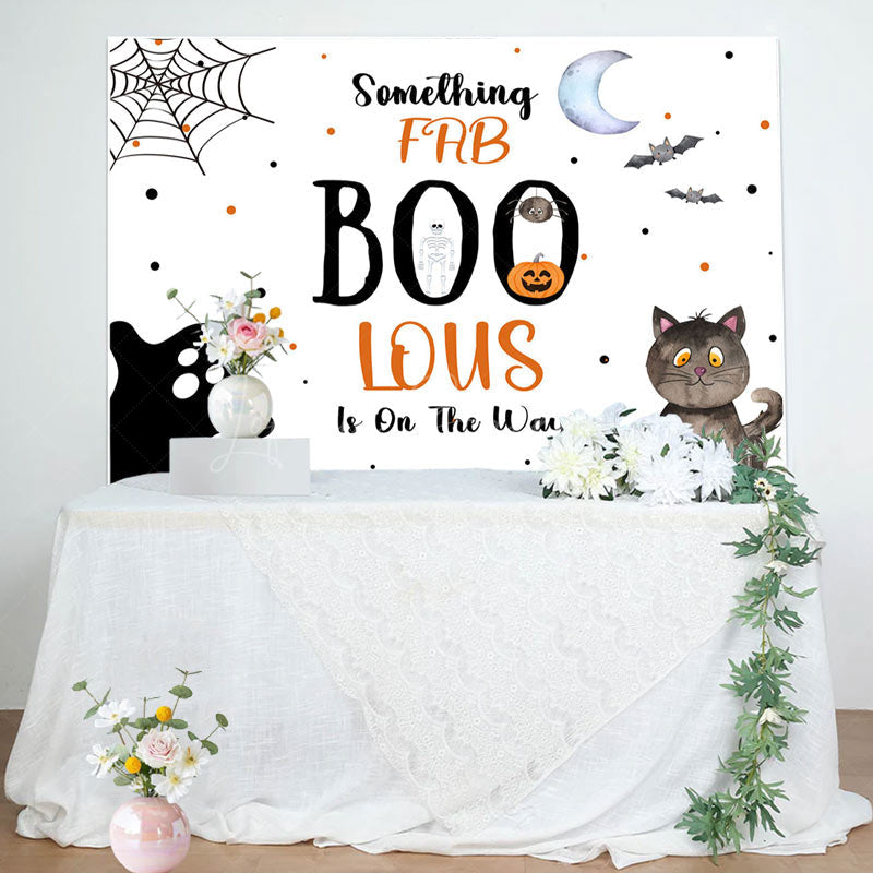 Lofaris Frb Boo Lous White Halloween Baby Shower Backdrop