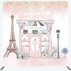 Lofaris French Cafe Happy Birthday Square Tension Backdrop
