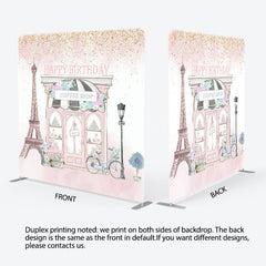 Lofaris French Cafe Happy Birthday Square Tension Backdrop