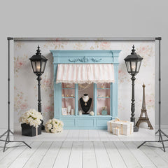 Lofaris French Elegant Blue Jewelry Store Wall Photo Backdrop