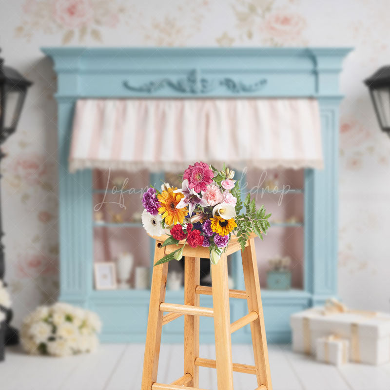 Lofaris French Elegant Blue Jewelry Store Wall Photo Backdrop