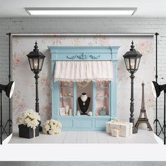 Lofaris French Elegant Blue Jewelry Store Wall Photo Backdrop