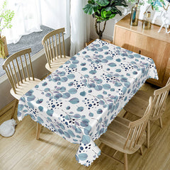 Lofaris Fresh and Sweet Rectangle Tablecloth with Teal Colored Leaves for Modern Botanical Kitchen Dining Decor