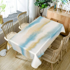 Lofaris Fresh Blue and Yellow Rectangle Tablecloth with Bokeh Effect for Abstract Party Celebration Decor