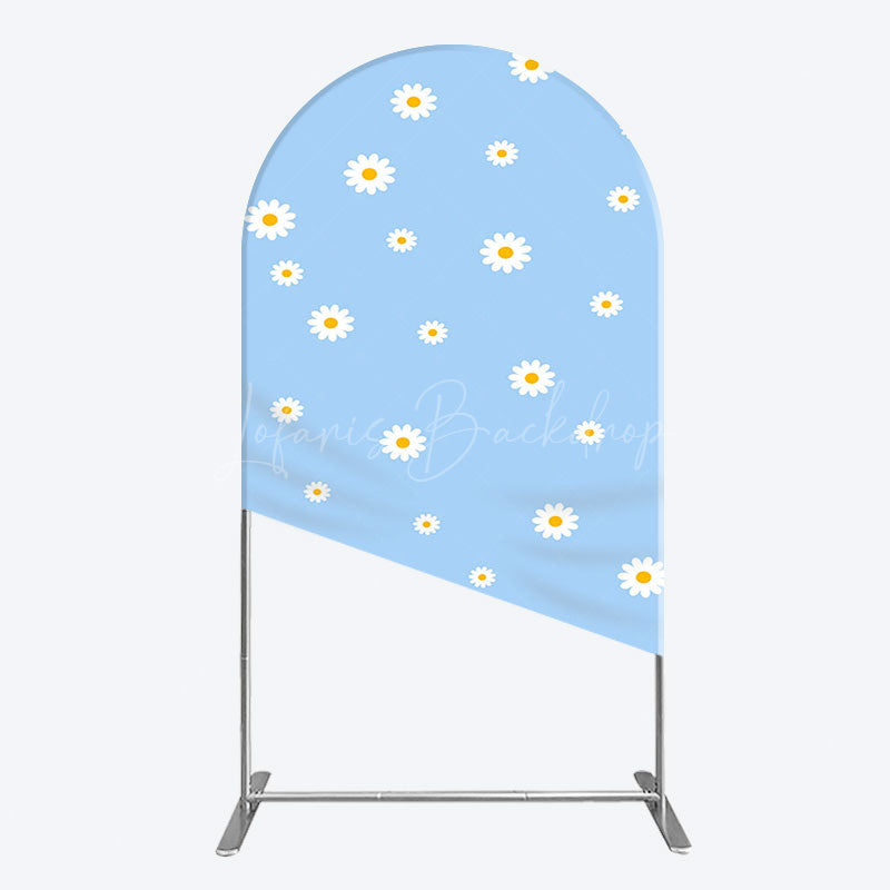 Lofaris Fresh Blue Spring Daisy Happy Birthday Arch Backdrop