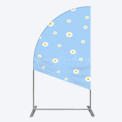 Lofaris Fresh Blue Spring Daisy Happy Birthday Half Moon Arch Backdrop