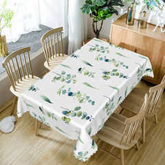 Lofaris Fresh Boho Spring Tablecloth with Green Leaves for Botanical Themed Wedding or Baby Shower Decor