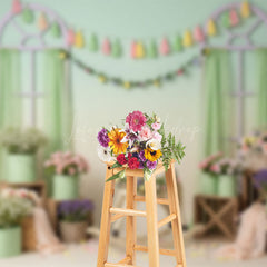 Lofaris Fresh Boho Trojan Floral Curtain Cake Smash Backdrop