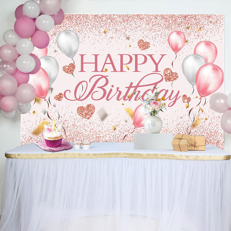 Lofaris Fresh Color Balloons Glitter Happy Birthday Backdrop