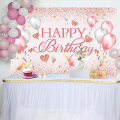 Lofaris Fresh Color Balloons Glitter Happy Birthday Backdrop