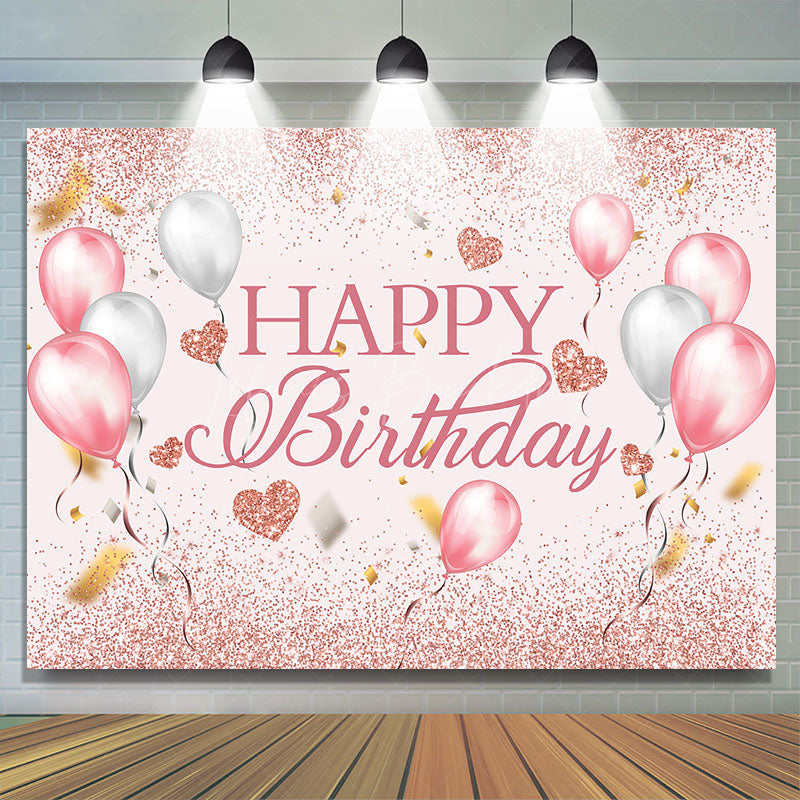 Lofaris Fresh Color Balloons Glitter Happy Birthday Backdrop