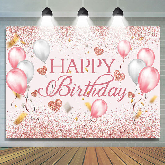 Lofaris Fresh Color Balloons Glitter Happy Birthday Backdrop