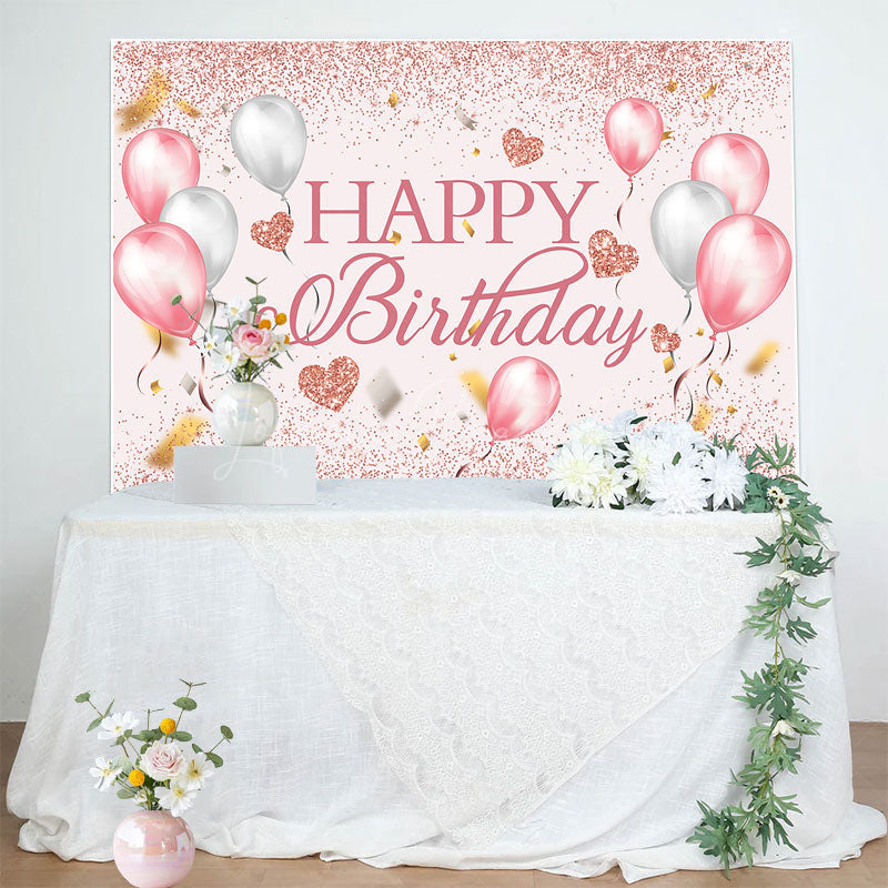 Lofaris Fresh Color Balloons Glitter Happy Birthday Backdrop