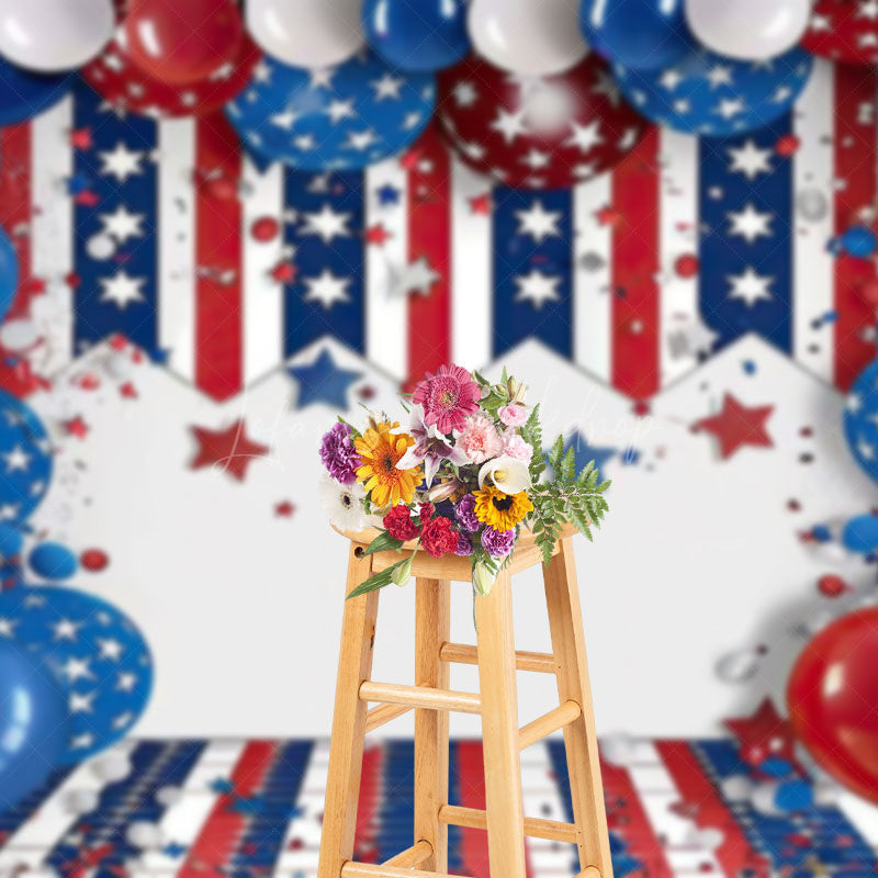 Lofaris Fresh Color USA Flag Birthday Cake Smash Backdrop